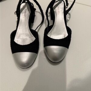 Chanel Black and Silver Women's Shoes